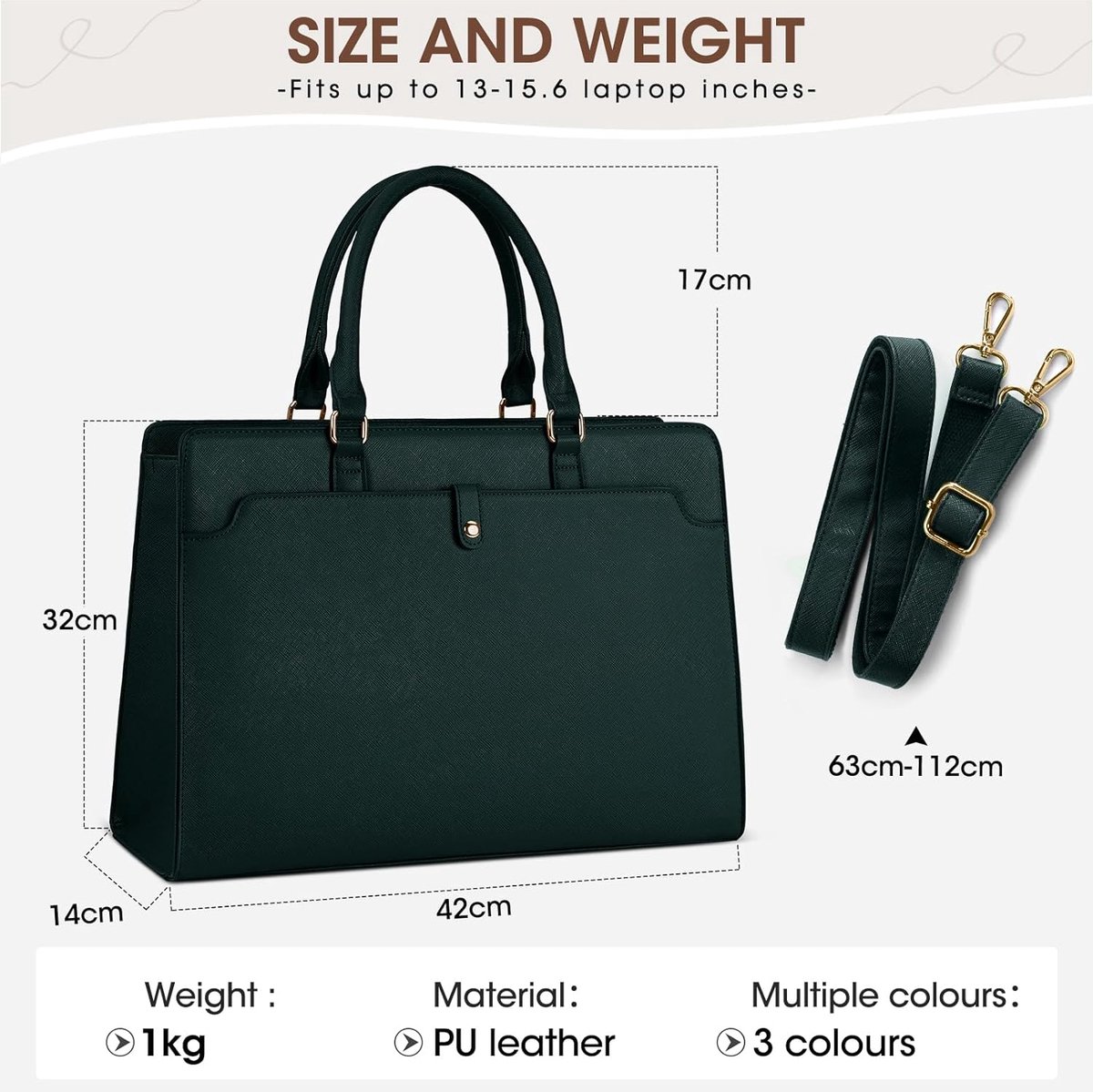 KTMOUW Shopper voor dames, groot, 15,6 inch, waterdichte handtas
