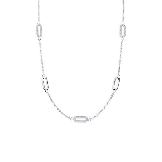 Lucardi Dames Zilveren ketting ovale hangers - Ketting - 925 Zilver - Zilver - 48 cm