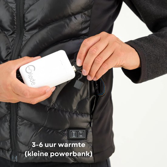UNBON Verwarmd vest voor dames, fleecevest met USB-accu, 10.000 mAh, elektrisch thermisch vest met 3 temperaturen, 6 verwarmingszones voor motorfiets, jacht, werk, A-zwart, S