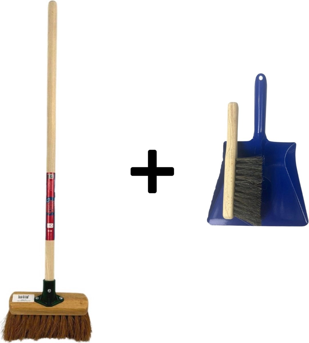 Goedkoopste Synx Tools Junior Kinderbezem Cocos set 3 delig - Bezems / Zaalveger - Buitenspeelgoed - tuinierspeelgoed - Schepjes - Kinderen - Met houten Steel 86 cm