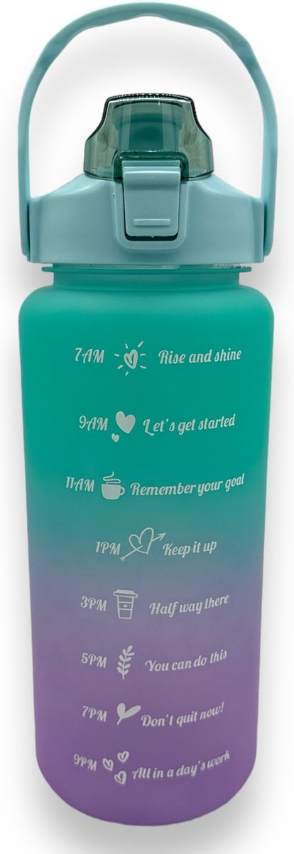 Drinkbeker Met Time Markers 2 Liter Paars en Cyan
