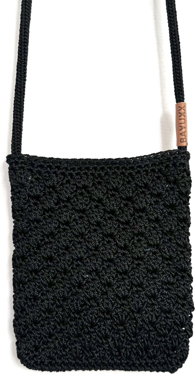 BAYUXX Bags Bali - Gehaakt tasje - Model Sunny Days - Handmade in Bali - Met batik voering - Dames - Crossbody - Zwart - Duurzaam