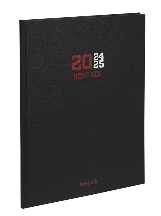 Brepols agenda 2024-2025 - 16 MAANDEN - A4 COLLEGE - Weekoverzicht - Zwart - 21 x 27 cm