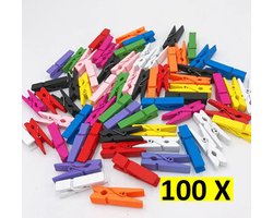 Mini Wasknijpers - Ophang knijper - 25MM - Mix Kleur - 100 stuks