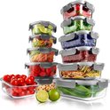 BOTC Glazen Vershoudbakjes – Meal Prep Bakjes – 12 Delige set – Glas Diepvries Bakjes – BPA Vrije Magnetronbakjes – Met Deksel