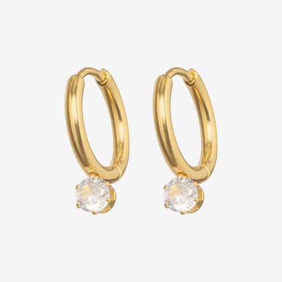 Essenza White Stud Earrings Gold