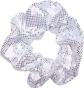 Lajetti - Glitter Scrunchie Zilver Turnwokkel Haarelastiek Haarwokkel - Turn scrunchies