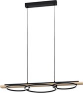 EGLO Boyal hanglamp - LED(incl) - 101 cm - Fijn houtnerf, staal - Bruin