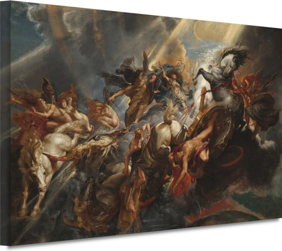 De Val van Phaeton - Peter Paul Rubens wanddecoratie - Gevecht wanddecoratie - Muurdecoratie Mythologie - Wanddecoratie klassiek - Schilderijen op canvas - Muurkunst 90x60 cm