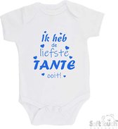 100% katoenen Romper "Ik heb de liefste TANTE ooit!" Jongens Katoen Wit/blauw Maat 62/68