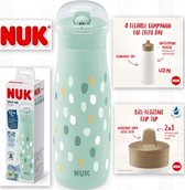 Nuk Mini-Me Flip Cup drinkfles - met bijtvaste drinktop 450 ml - stippen - mint- 12+ m