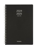 Agenda Brepols 2024-2025 - 16 M - Bretime POLYPROP - Aperçu hebdomadaire - Zwart - 14,8 x 21 cm