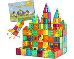foto van Gladi Tiles 60 Stuks - Magnetisch Speelgoed - Constructie speelgoed - STEM Speelgoed voor Kinderen - Bouwset vanaf 3 jaar - Speelgoed Cadeau