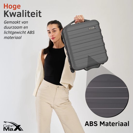 CabinMax Handbagage Trolley 24L – 40x30x20 cm – Wizz Air / Ryanair – Lichtgewicht Reiskoffer – Onderstoel Formaat – Graphite