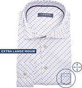 Ledub modern fit overhemd - mouwlengte 72 cm - popeline - donkerblauw dessin - Strijkvriendelijk - Boordmaat: 39