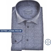 Ledub modern fit overhemd - mouwlengte 72 cm - popeline - donkerblauw dessin - Strijkvriendelijk - Boordmaat: 43