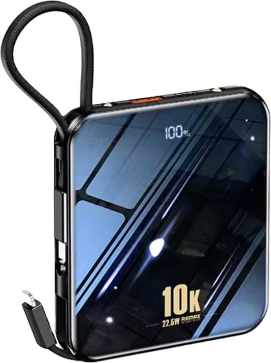 Remax RPP-285 10000MAH 22.5W Fast Charging Built In Cable Power Bank | bol