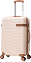 Royalty Rolls Milan bagage à main valise de voyage à roulettes 44 litres extensible - serrure à combinaison - légère - crème