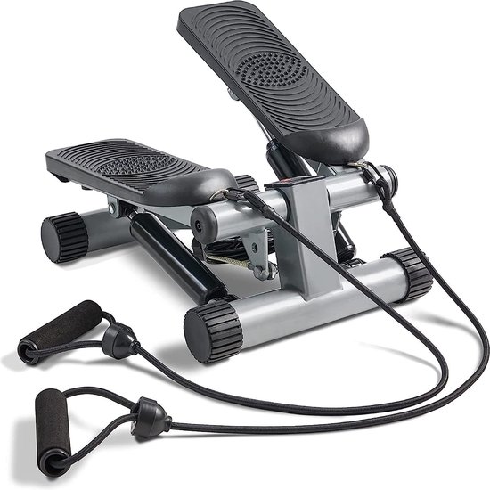 Mini Stepper Hydraulique, Moniteur Et Bandes De Résistance Équipement D'exercices Stepper, Entraîneur d'exercice Cardio Stepper pour Hommes Et Femmes, Charge Jusqu'à 150 Kg,Gris (Gris