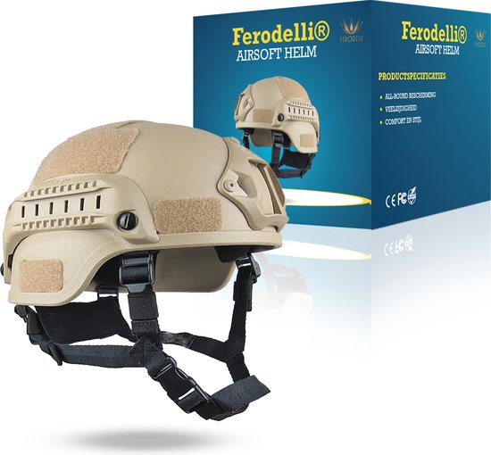 Ferodelli Airsoft Helm - Masker - Paintball - Tactical Helm - Accesoires - Leger - Helmet - Kleding - Beige