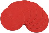 Set van 6 ronde placemats, rood, afwasbaar, hittebestendig, rond, gevlochten placemats, rond, voor keuken, feest, bruiloft, feest, 38 x 38 cm