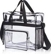 Trousse de maquillage transparente en PVC avec poches zippées, sacs de voyage transparents imperméables pour trousse de toilette, Voyages et sport (30 x 30 x 15 cm)