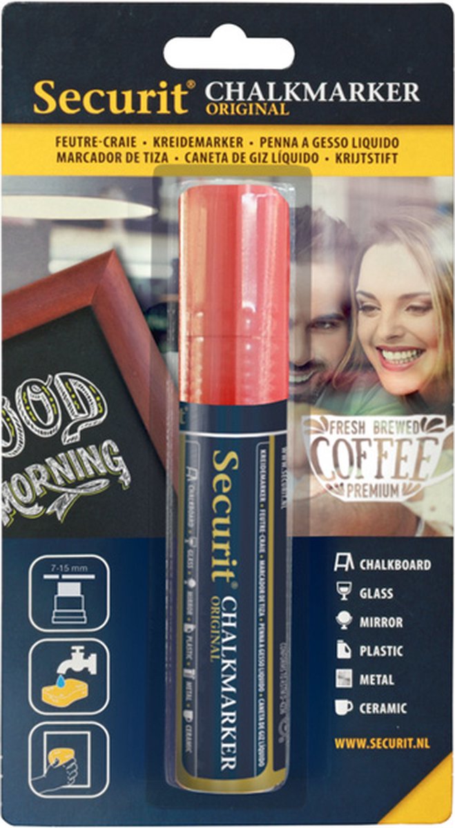 Securit® Original krijtstift met blokpunt in rood