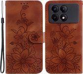 Coverup Bloemen Book Case - Geschikt voor Xiaomi Poco X6 Pro 5G Hoesje - Bruin