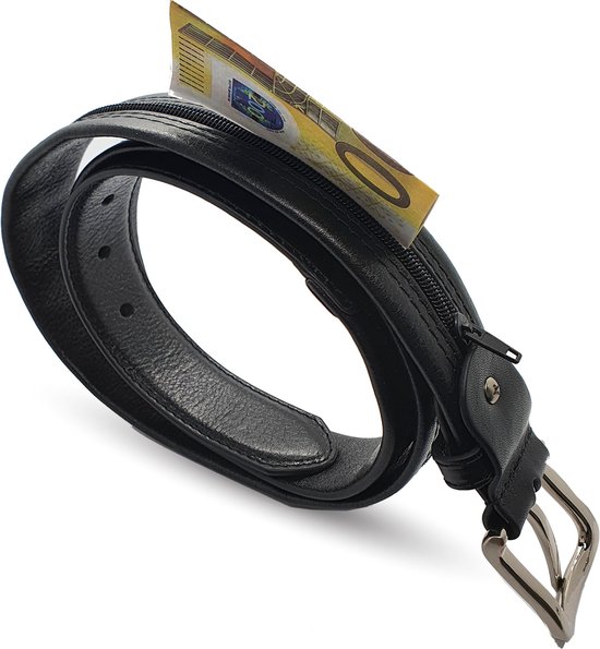 Foto: Moneybelt geldriem riem met rits riem met geheimvak 95 leer