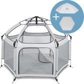 Tenty - ensemble de tente de jeu pop-up - parc pour bébé - pour intérieur et extérieur - gris - comprenant tapis, couvercle supérieur et sac de transport - 150 x 100 x 100 cm