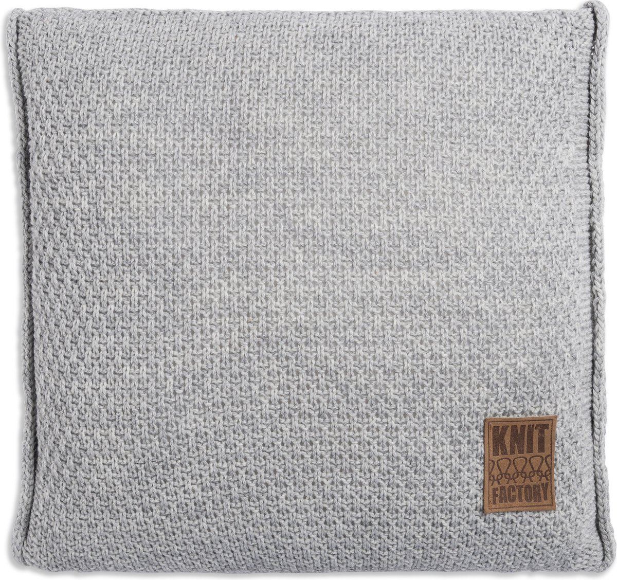 Knit Factory Jesse Sierkussen - Vierkant kussen - Kussen woonkamer - Bank kussen - Decoratie kussen - Licht Grijs - 50x50 cm - Kussenhoes inclusief kussenvulling