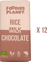 FOODIES-PLANET® 39% Belgische Rijsmelk Chocolade - Vegan - Biologisch - Chocolade reep - 12 x 100g