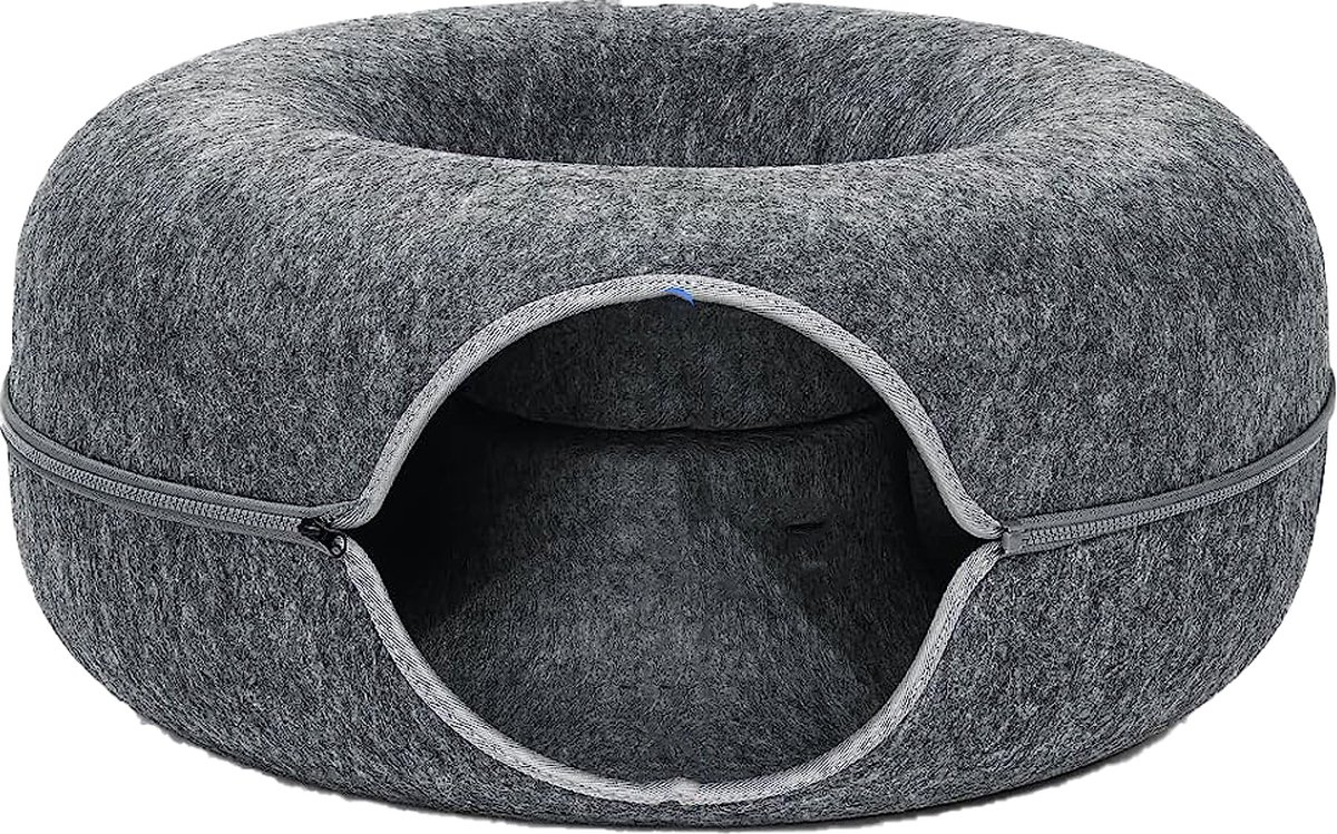Bol.com Donutmand voor Katten en Honden - Grijs - Diameter 61 cm - Kattenmand - Hondenmand aanbieding