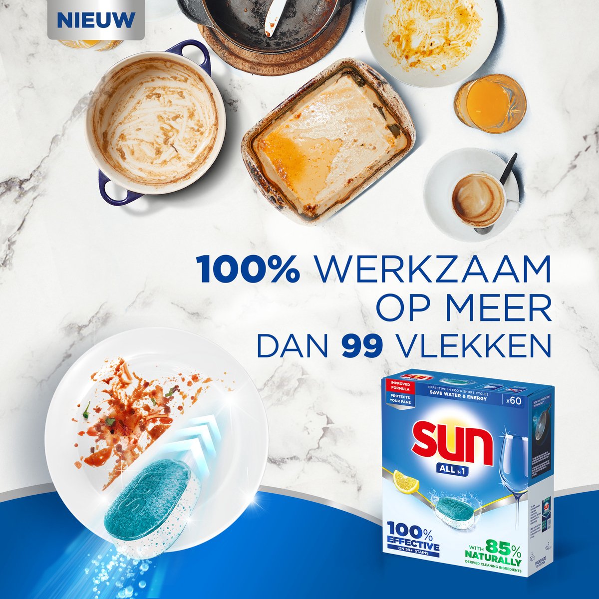 Sun All-in 1 Vaatwastabletten - Citroen - reinigt en beschermt pannen in de vaatwasser - 60 tabletten — afbeelding 4