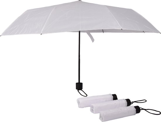 Set van 4 opvouwbare handopening paraplu's - Stevig, 100 cm diameter - Witte paraplu - Goedkope paraplu - 4X Opvouwbaar paraplu's - handopening paraplu - Stevig paraplu met diameter van 100 cm - Wit