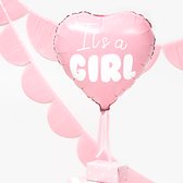 "Het is een meisje" folieballon voor babyshower hartje roze 48cm