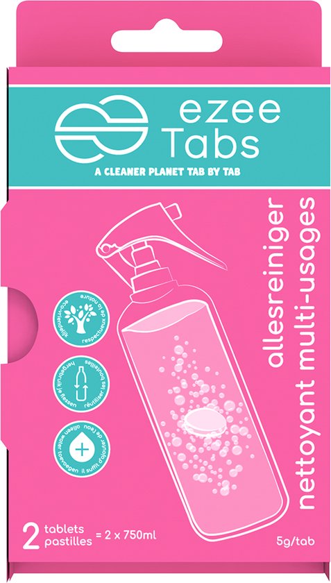 EzeeTabs Allesreiniger - Ecologische Reinigingstabletten | 2 Tabs voor 2x750ml | Biologisch Afbreekbaar & Effectieve Reiniging | Navulbaar & Duurzaam Schoonmaakmiddel