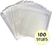 Fako Bijoux® - Cellofaan Zakjes Frosted 10x10cm - Zakjes Met Plakstrip - Zelfklevende Zakjes - Uitdeelzakjes - Mat Transparant - 100 Stuks