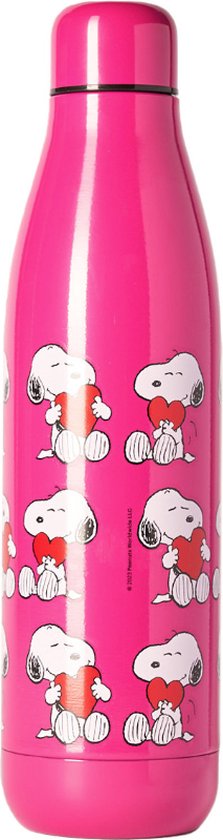 Gourde En Verre Peanuts Woodstock 500 Ml – Bouchon à Vis, Dragonne Grise – Idéale Pour L’école, Le Bureau Ou Les Déplacements