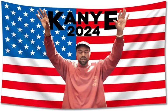 Allernieuwste.nl® Wandkleed Kanye 2024 Amerikaanse Vlag - Kleur - 70 x 100 cm