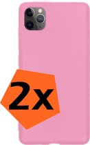 Hoesje Geschikt voor iPhone 11 Pro Max Hoesje Siliconen Cover Case - Hoes Geschikt voor iPhone 11 Pro Max Hoes Back Case - 2-PACK - Lichtroze