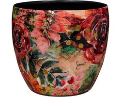 TS Collection - Bloempot Cotton cream - 17x15 - Metaal & Epoxy - Exclusieve woonitems voor binnen - Handgemaakt - Unieke print - Designed by Lammie