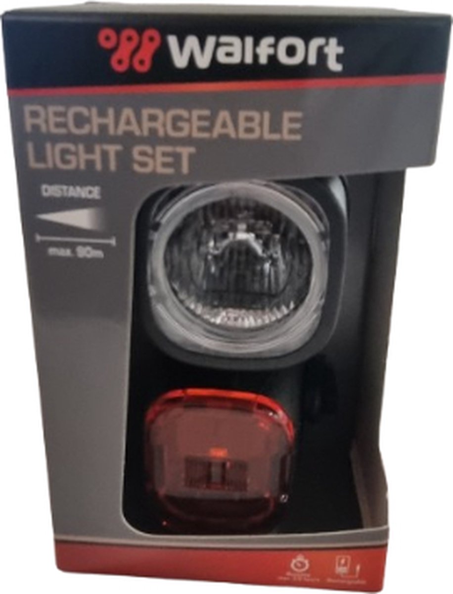 Oplaadbare Fietsenlampset 2 Delig - Wit / Rood - 2 lampen - Fietsen