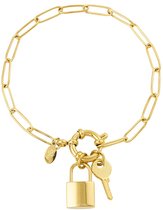 Joy Ibiza - bracelet à breloques clé serrure - lien trombone - bracelet d'amitié - boho - style bohème - acier inoxydable - plaqué or ip/pvd