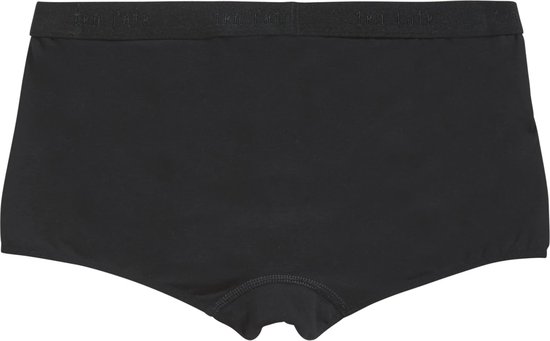 Zwarte basic shorts van biologisch katoen met merklogo op de elastische tailleband.
