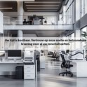 Espace de bureau moderne et lumineux avec des bureaux, des ordinateurs et des imprimantes. Votre temps est précieux. Faites confiance à notre livraison rapide et fiable pour tous vos besoins en toner.