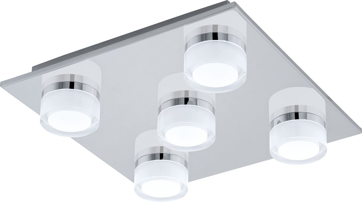 EGLO Romendo - Plafonnière - 5 Lichts - LED - Chroom - Helder, Gesatineerd
