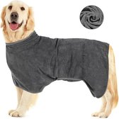 Hondenbadjas, met klittenbandsluiting, sneldrogende badhanddoek, zeer absorberend, verstelbare halsband en taille, grote badjas, dryup cape, geschikt voor grote en middelgrote honden (M)