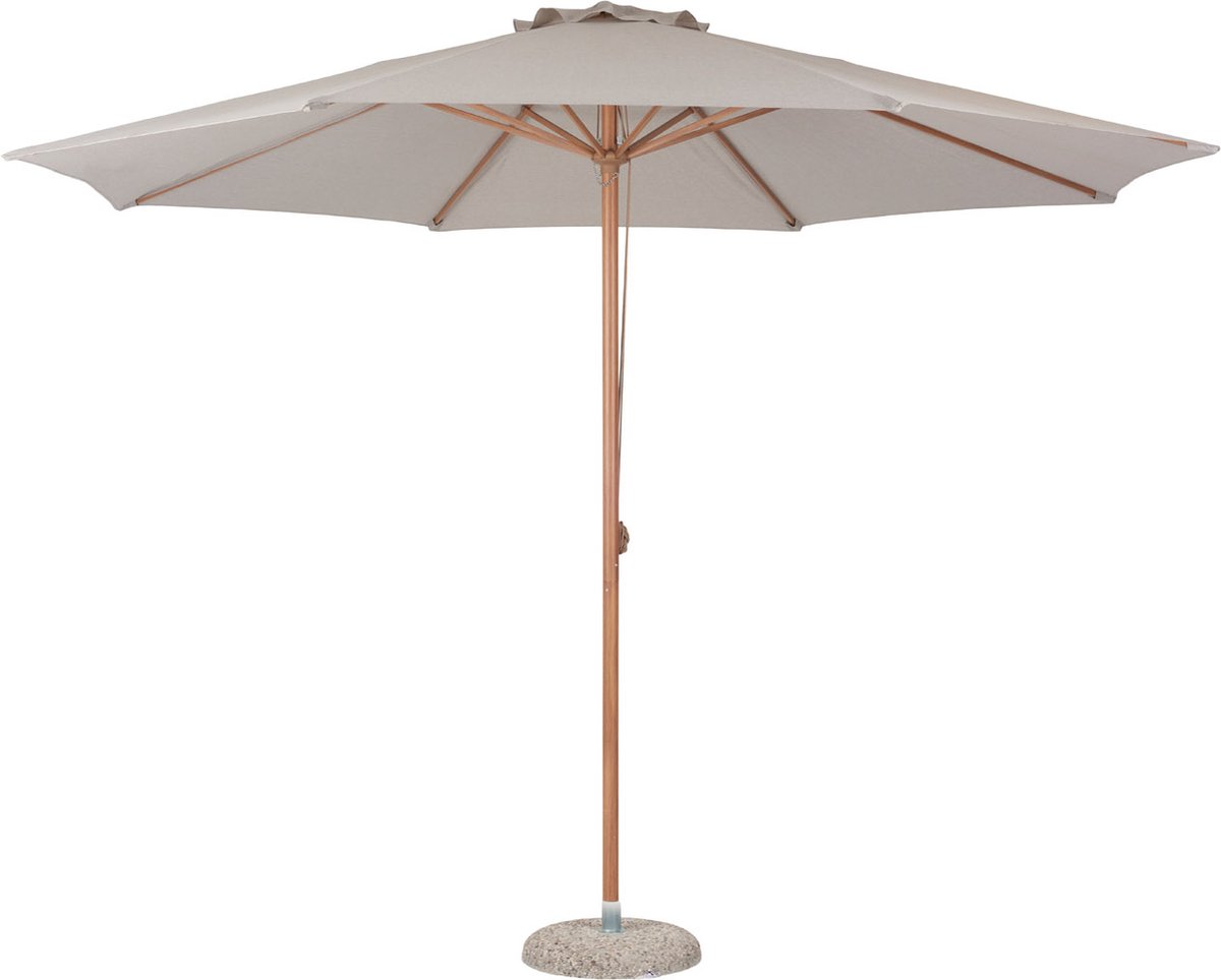 Frank zonnescherm Parasol met dissel Ø3.5M teak decor, beige.