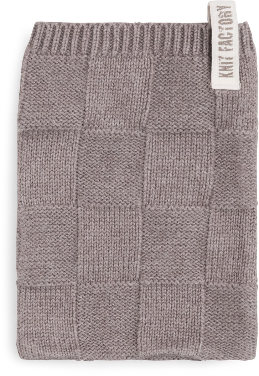 Knit Factory Gebreide Washandje Ivy - Washand - Taupe - Bruin - 12x24 cm - Katoen